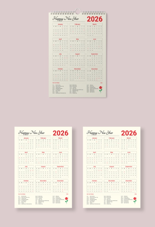 2026 InDesign Calendar Templates 51xINDD