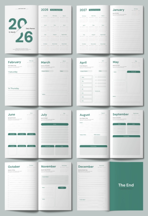 2026 InDesign Calendar Templates 51xINDD