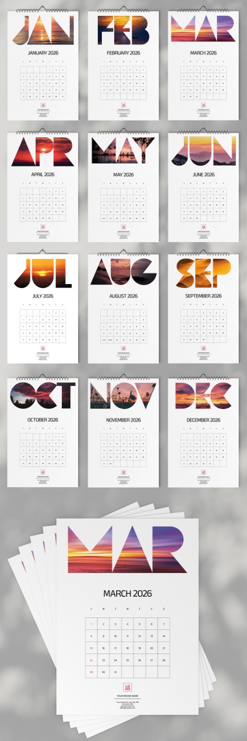 2026 InDesign Calendar Templates 51xINDD