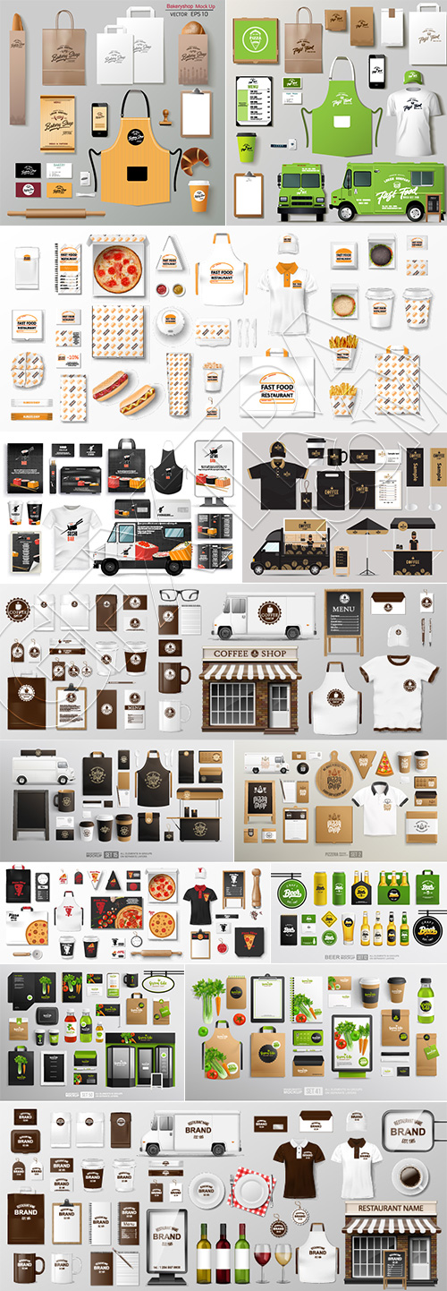 Food & Drink Identity Mock-Ups 28xAI