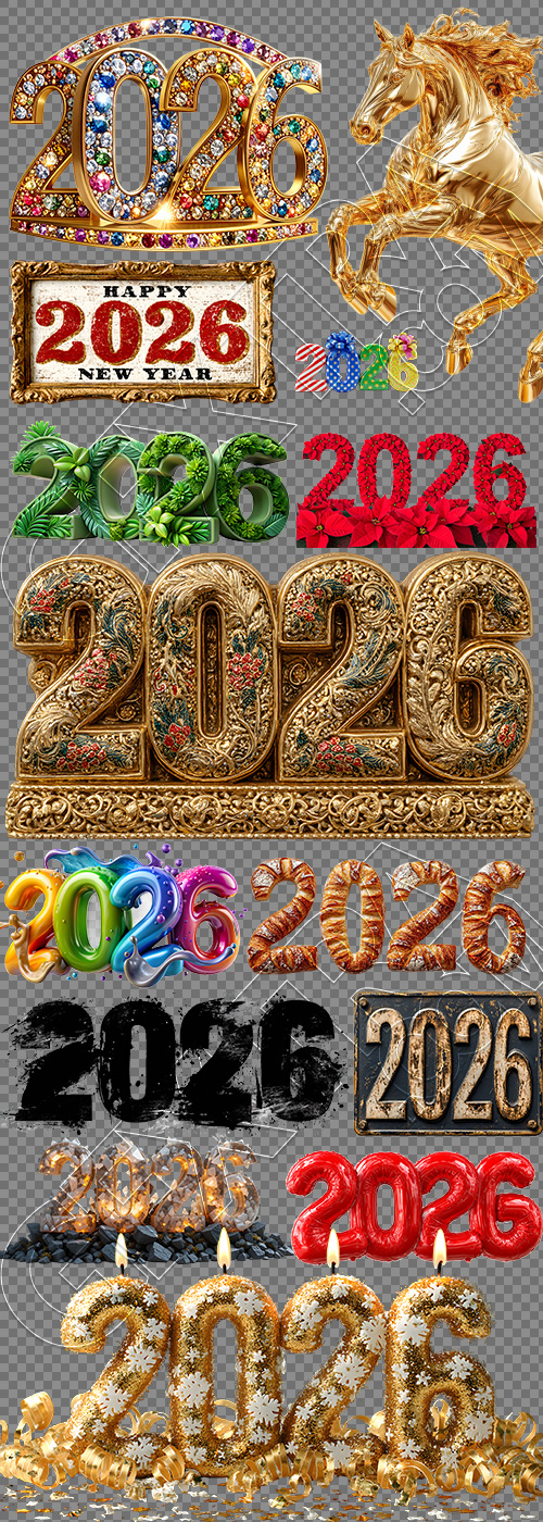 New Year 2026 Transparent Numbers 25xPNG