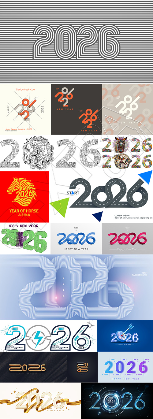 New Year 2026 Vector Numbers 25xAI