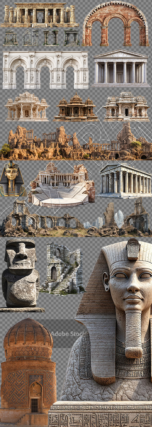 Ancient Big Structures & Sculptures 37xPNG