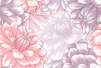 Dahlia Aster Seamless Patterns #1, 25xAI