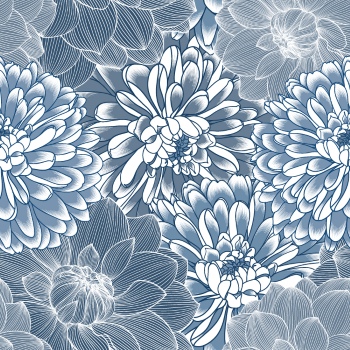 Dahlia Aster Seamless Patterns #1, 25xAI