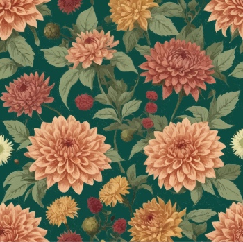 Dahlia Aster Seamless Patterns #2, 25xAI