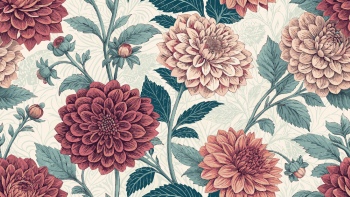 Dahlia Aster Seamless Patterns #2, 25xAI