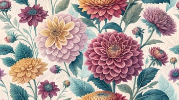 Dahlia Aster Seamless Patterns #2, 25xAI