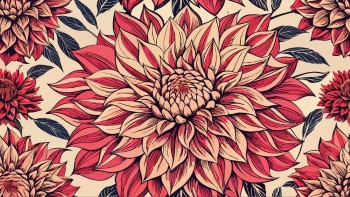 Dahlia Aster Seamless Patterns #2, 25xAI