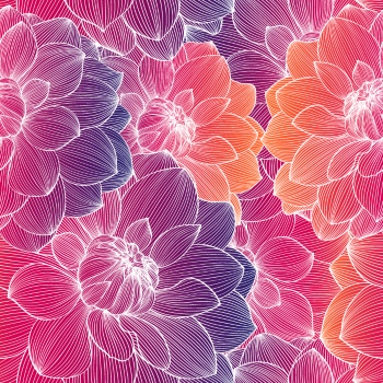 Dahlia Aster Seamless Patterns #2, 25xAI