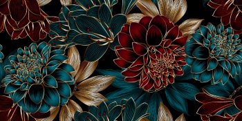 Dahlia Aster Seamless Patterns #2, 25xAI