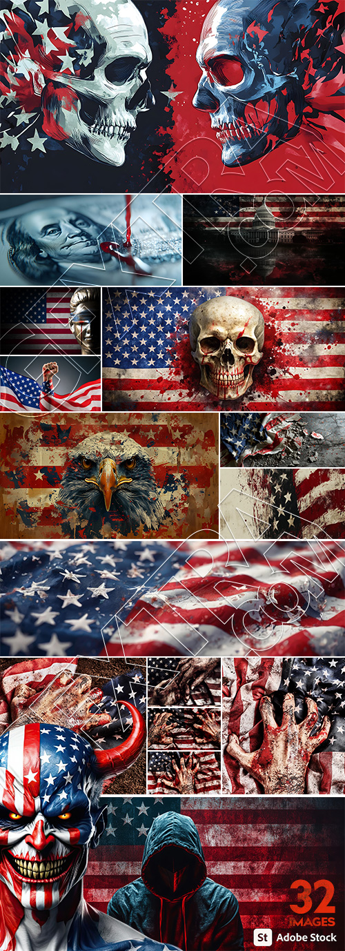 Bloody American Flags - Hero or Invader 32 Images