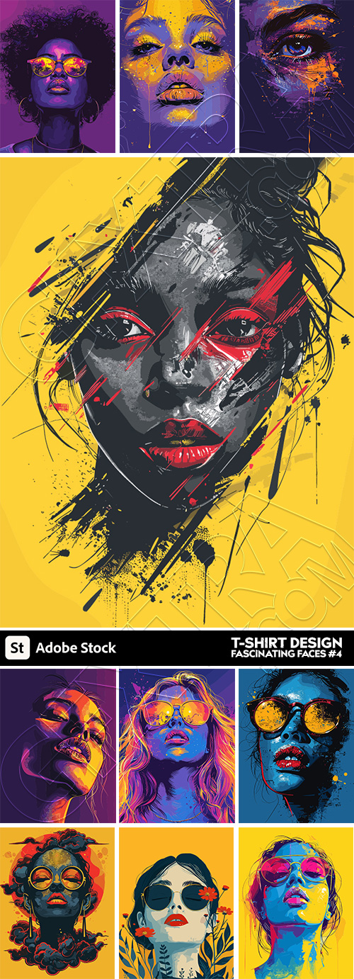 T-Shirt Design Fascinating Faces #4, 29xAI