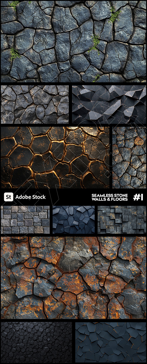 Seamless Stones Walls & Floors #1, 25xJPEG
