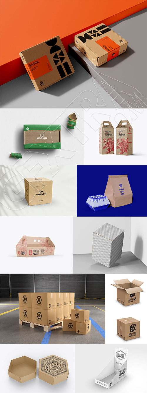 Kraft Box Mockups 16xPSDT