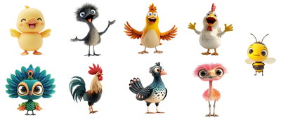 VILLAGE PNG CHICKENS #1, 32xPNG