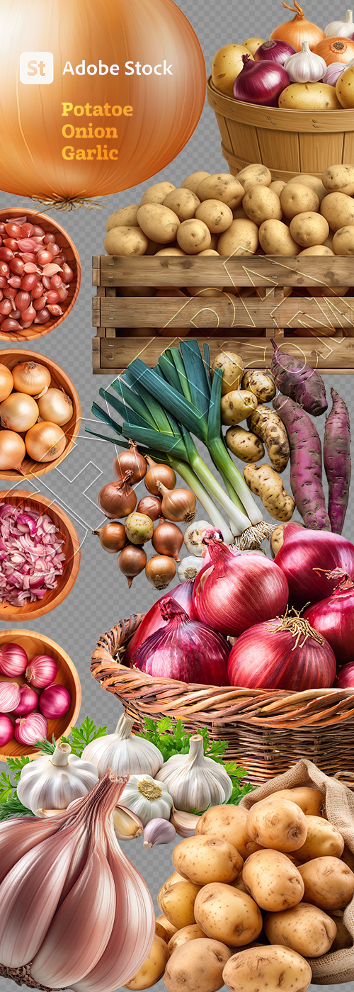 Potatoes, Onions & Garlic 25xPNG