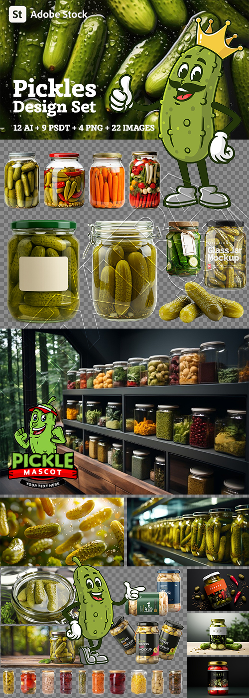 Pickles AI, JPEG, PNG & PSDT Design Set 47xElements
