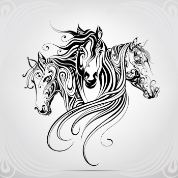 Horse Vector Art Illustrations #1, 25xAI
