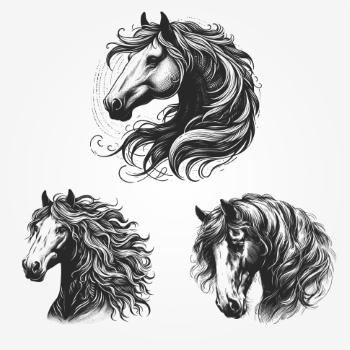 Horse Vector Art Illustrations #1, 25xAI