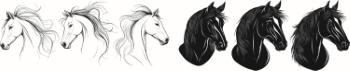 Horse Vector Art Illustrations #2, 28xAI