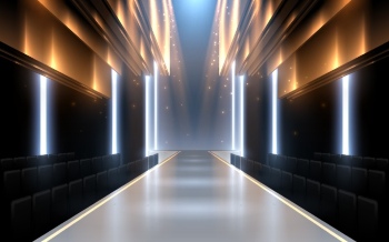 Empty Floodlit Catwalk for a Fashion Show 23xJPEG, 3xAI