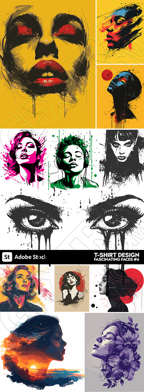 T-Shirt Design Fascinating Faces #6, 25xAI