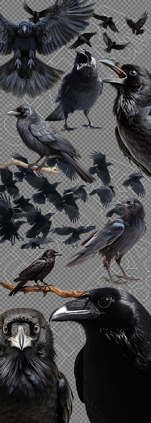 Raven & Crow - Intelligent Birds 27xPNG