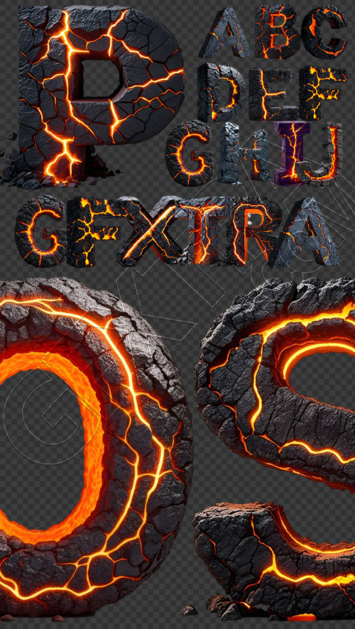 Lava Stone Letters 26xPNG
