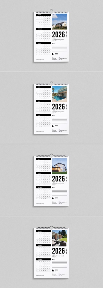 New Year 2026 Calendar Templates 29xINDT, 9xAIT