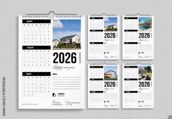 New Year 2026 Calendar Templates 29xINDT, 9xAIT
