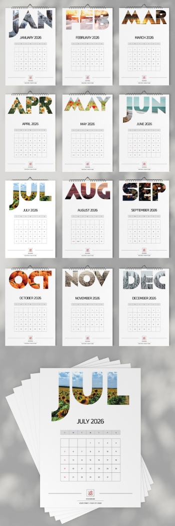 New Year 2026 Calendar Templates 29xINDT, 9xAIT