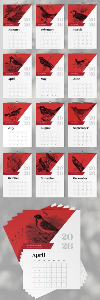 New Year 2026 Calendar Templates 29xINDT, 9xAIT