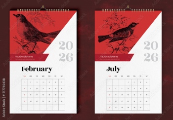 New Year 2026 Calendar Templates 29xINDT, 9xAIT