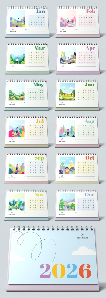 New Year 2026 Calendar Templates 29xINDT, 9xAIT