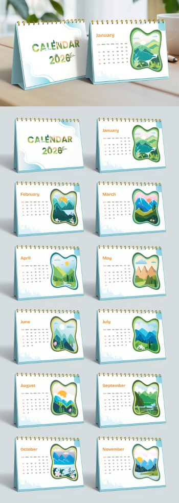 New Year 2026 Calendar Templates 29xINDT, 9xAIT