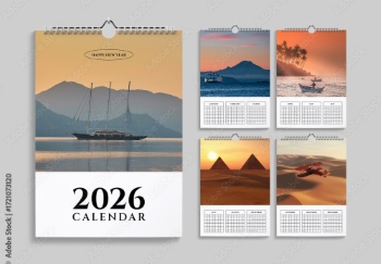 New Year 2026 Calendar Templates 29xINDT, 9xAIT