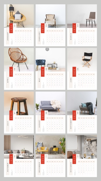 New Year 2026 Calendar Templates 29xINDT, 9xAIT