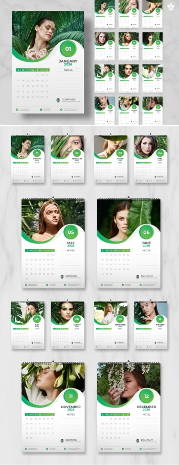 New Year 2026 Calendar Templates 29xINDT, 9xAIT