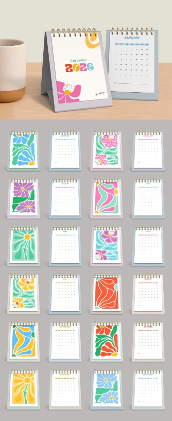 New Year 2026 Calendar Templates 29xINDT, 9xAIT