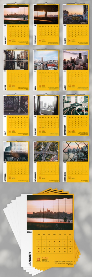 New Year 2026 Calendar Templates 29xINDT, 9xAIT