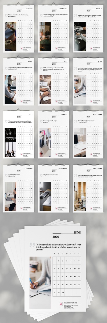 New Year 2026 Calendar Templates 29xINDT, 9xAIT