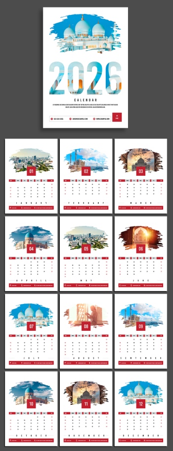 New Year 2026 Calendar Templates 29xINDT, 9xAIT