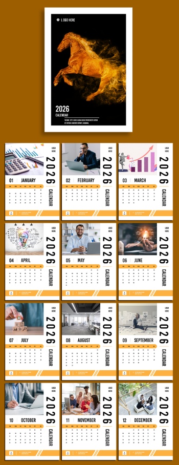 New Year 2026 Calendar Templates 29xINDT, 9xAIT