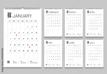 New Year 2026 Calendar Templates 29xINDT, 9xAIT