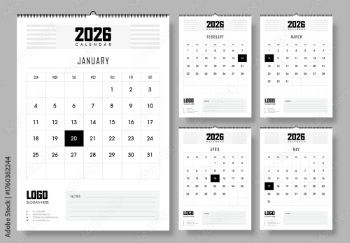 New Year 2026 Calendar Templates 29xINDT, 9xAIT