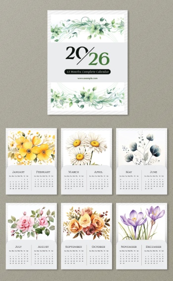 New Year 2026 Calendar Templates 29xINDT, 9xAIT