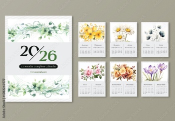 New Year 2026 Calendar Templates 29xINDT, 9xAIT