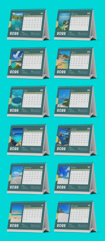 New Year 2026 Calendar Templates 29xINDT, 9xAIT