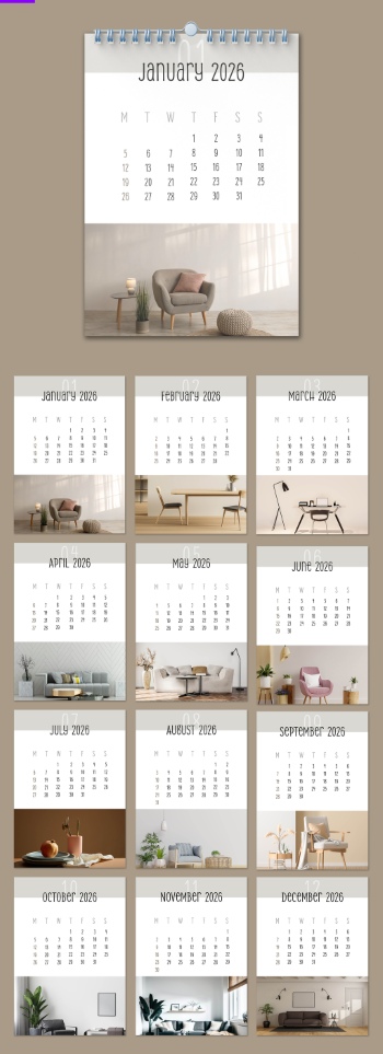 New Year 2026 Calendar Templates 29xINDT, 9xAIT
